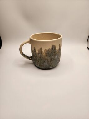 Handthrown Pottery Ceramic Mug in Cream and Moss Green